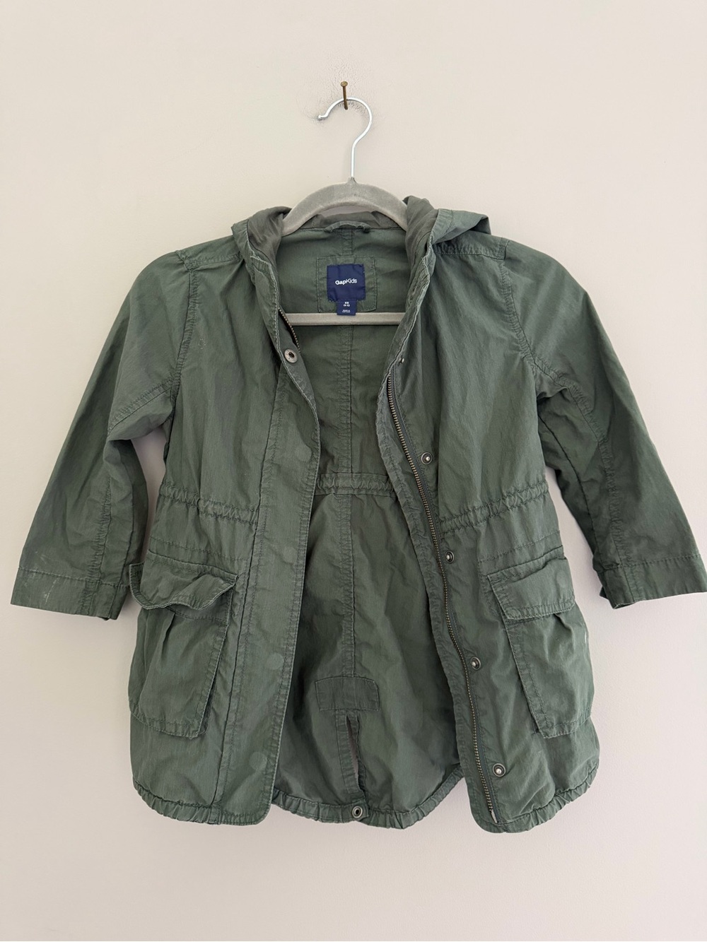 Size 4/5 GAP Kids Olive Green Hooded Parka Jacket